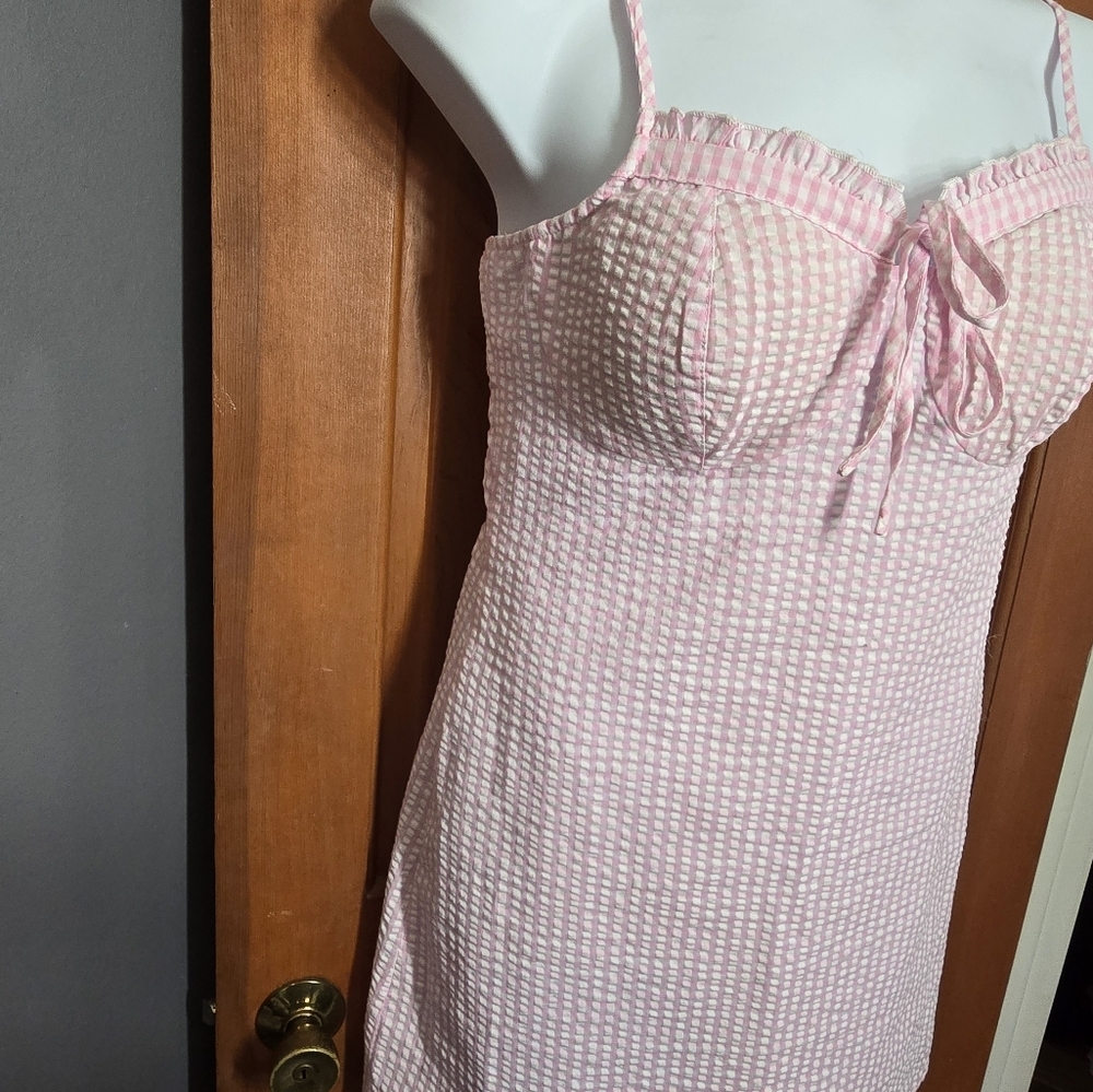 No Boundaries Pink Gingham Mini Dress Juniors L 11-13 Cottagecore - Picture 6 of 10